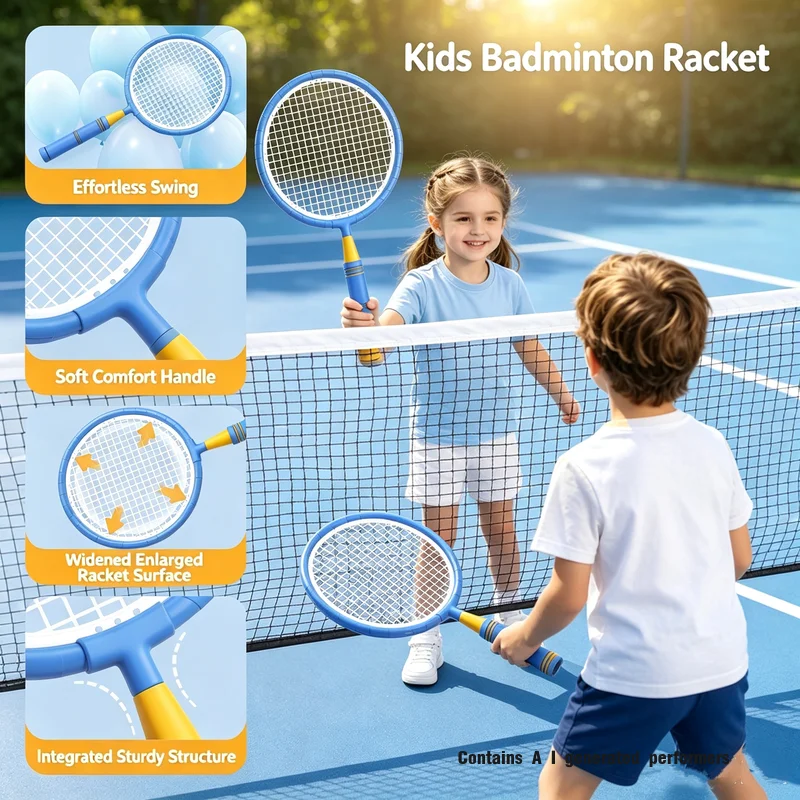 Kids Badminton Racket Set With 4 Balls Parent-child Interactive Double Tenni Racket Outdoor Sports Toy School Student Game Gifts