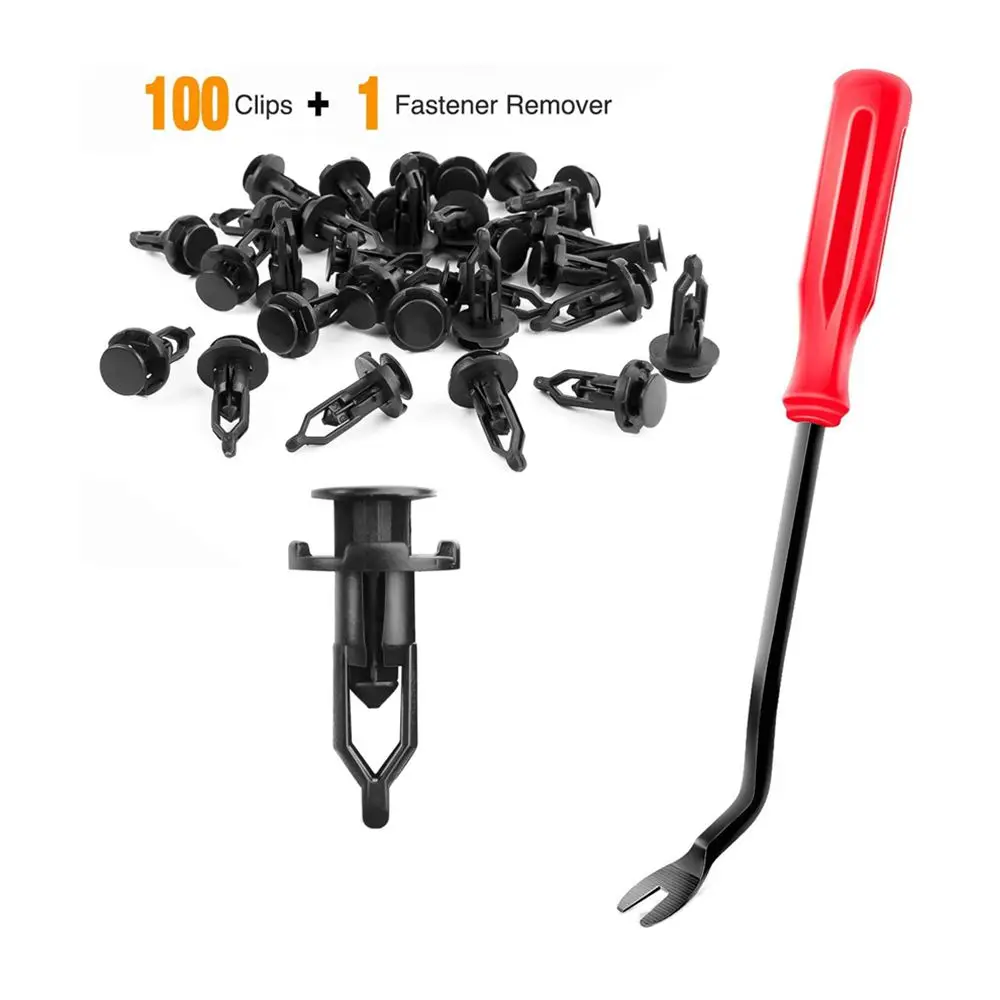 

8mm Plastic Fender Clips Body Rivets Clips Car Door Clip Panel Audio Video Dashboard Dismantle Kits Installer Pry Tool 100PCS