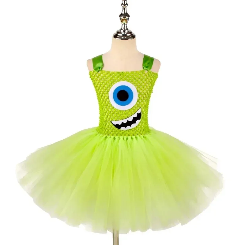 Girls Cute Monster Themed Tulle Tutu Dress, Kids Stage Clothes, Children Outfit for Halloween, Children's Day and Birthday Party