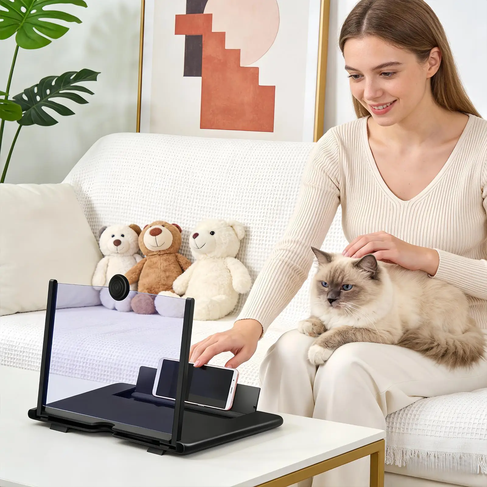 Phone Magnifier For Screen Foldable Smartphones Amplifier Bracket Phone Screen Magnifier Projector Holder For Men Women Boys