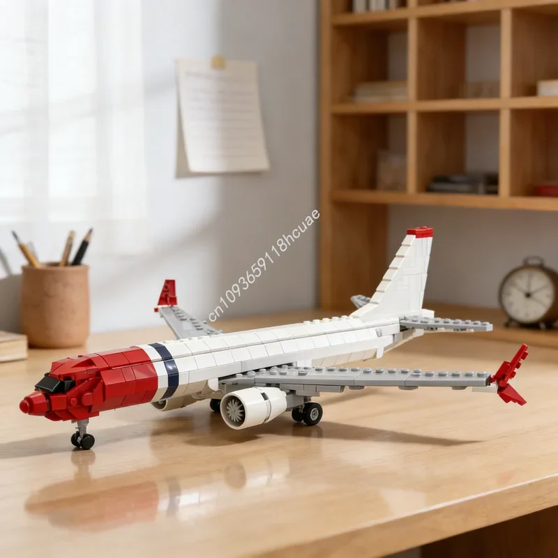 734pcs MOC Promotional Airlines Boeing MAX 8 Norwegian Livery Model Building Blocks Construction Festival Gifts Toy Brick