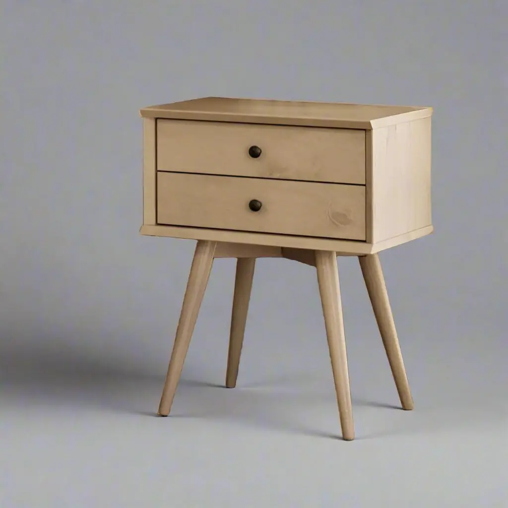 حامل ليلي لمنتصف القرن / درجين / خشب متين / 24 بوصة ارتفاع / سهل التجميع، لمسة نهائية من خشب البلوط الخفيف