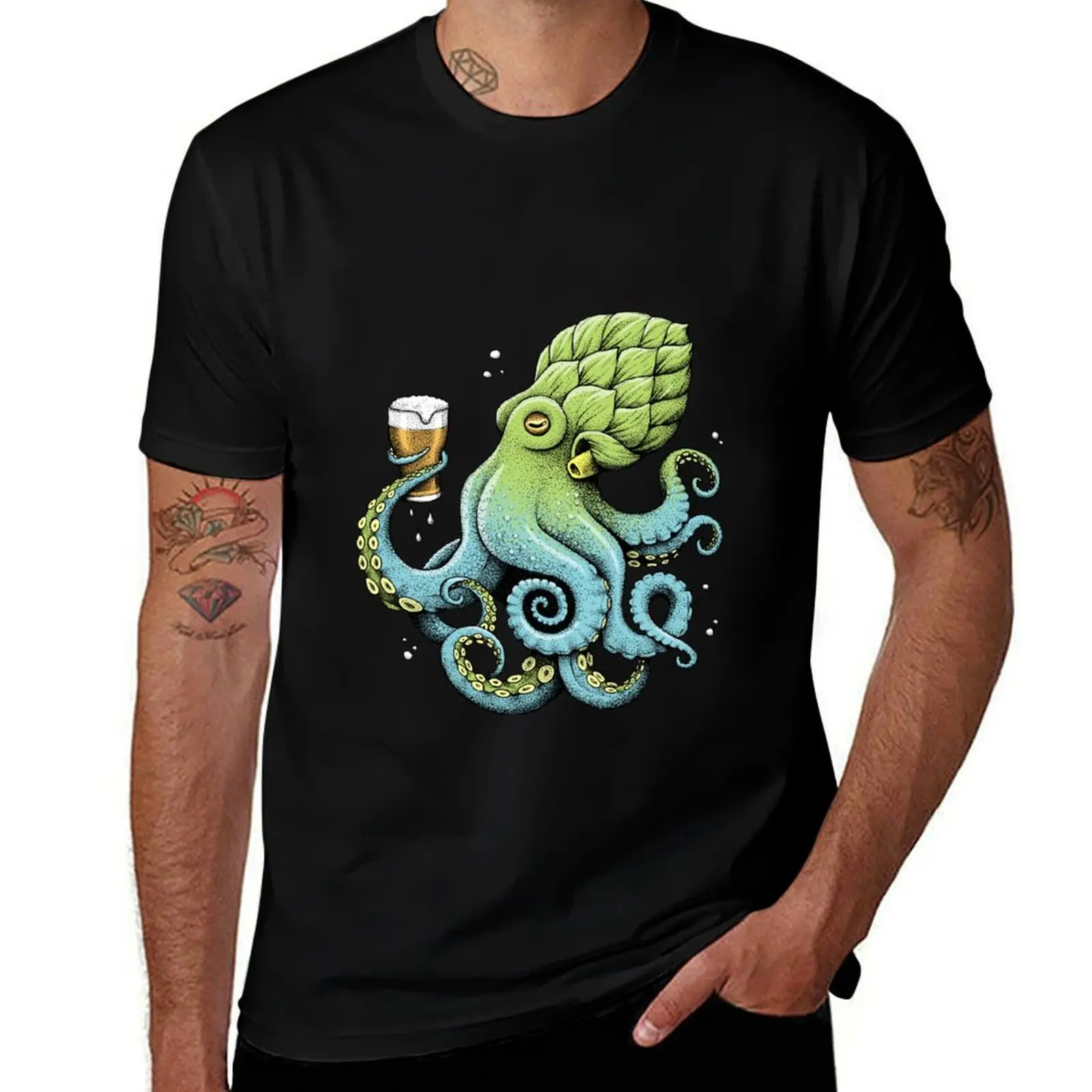 

Hop-to-pus Octopus Drinking Beer T-Shirt t shirt man designer man t shirts for men casual printed t shirts for man T-Shirt