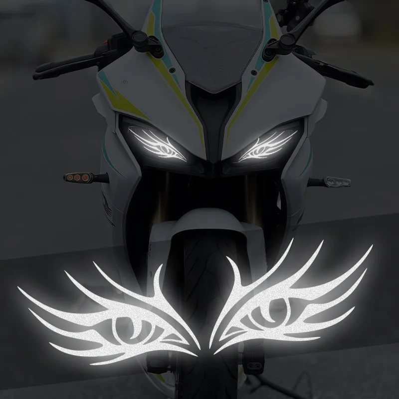 

1Pair Creative Monster Eyes Reflective Motorcycle Stickers Waterproof Easy Apply Decals for Motorcycle Headlight Fuel Tank Decor