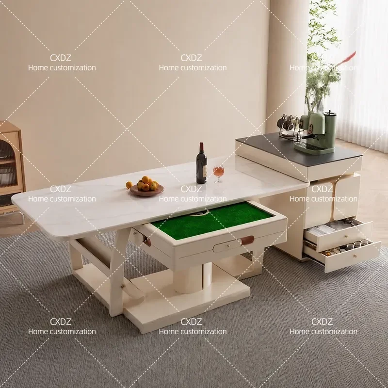 Cream Style Mahjong Table Dining Tea Table Integrated Modern Simple Household Multi Function Automatic Island Mahjong Machine