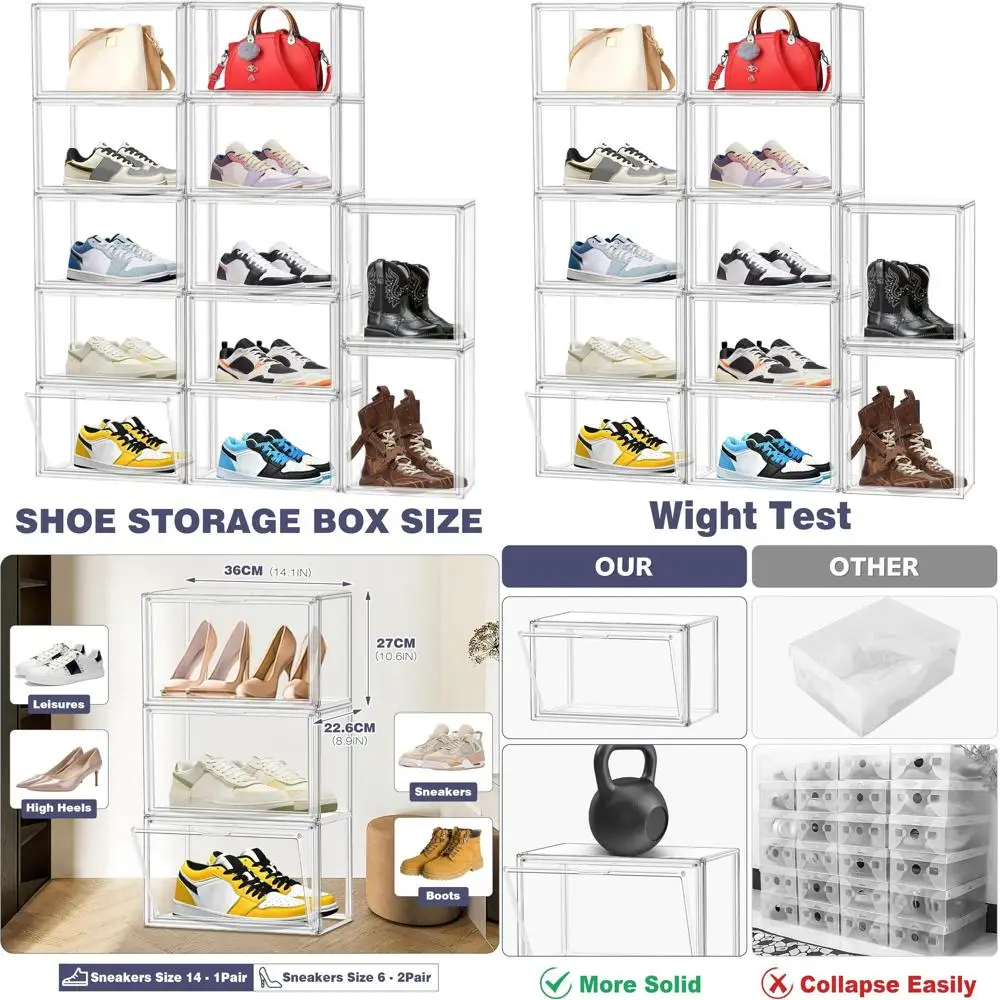 

Складной акриловый органайзер для обуви с прозрачными стенками для хранения и демонстрации в шкафах и прихожих