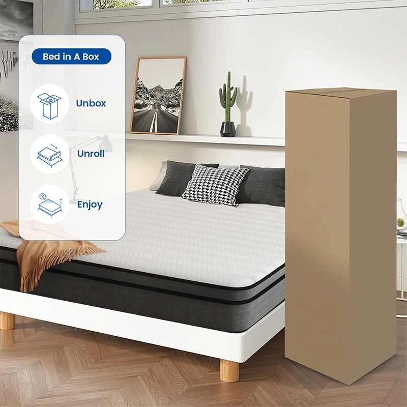 30cm Thick Queen Mattress in a Box Vacuum Roll-up Pocket Spring Mattress Packaging for Bedroom Use in Hotels and Schools