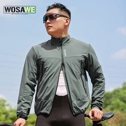 WOSAWE Mens Bike Jacket Long Sleeve Jersey Vest Wind Coat Windbreaker Jacket Windproof Outdoor Sportswear with Removable Sleeves