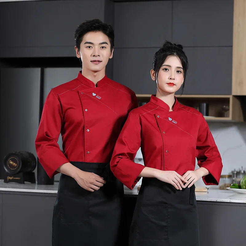 Chef Overalls Men'S Short Sleeve Restaurant Hotel Catering Clothing Rear Kitchen Kitchen Clothes Summer Chef Uniform Long Sleeve