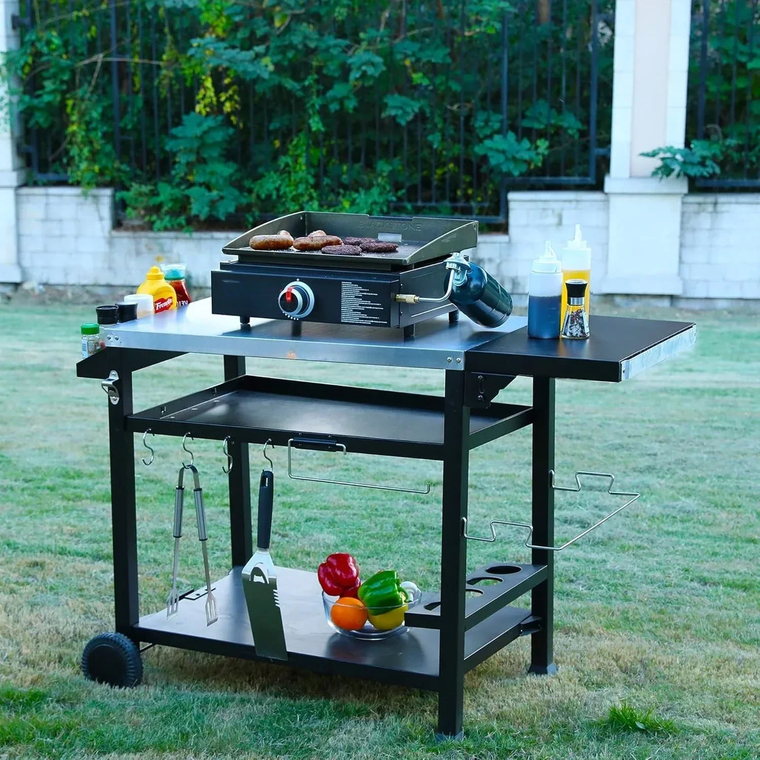 （xmsj）Outdoor Grill Table Cart, Pizza Oven Table Stand for Outdoor Indoor, 40