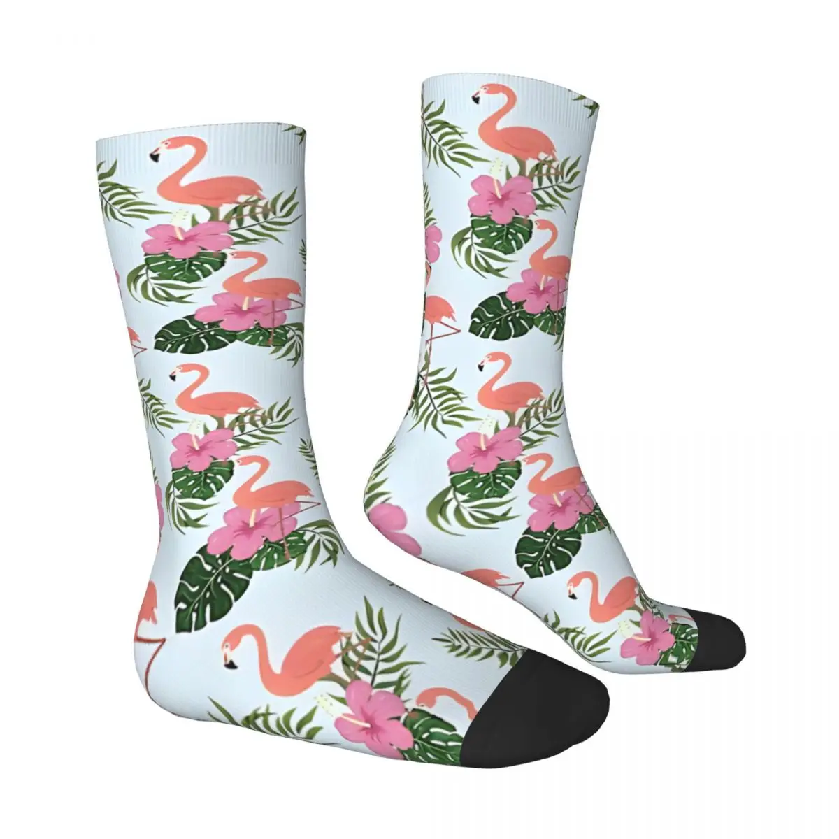 Water Bird Waterbird With Flowers Flamingos Kawaii Socks Shopping Cartoon Pattern Socks