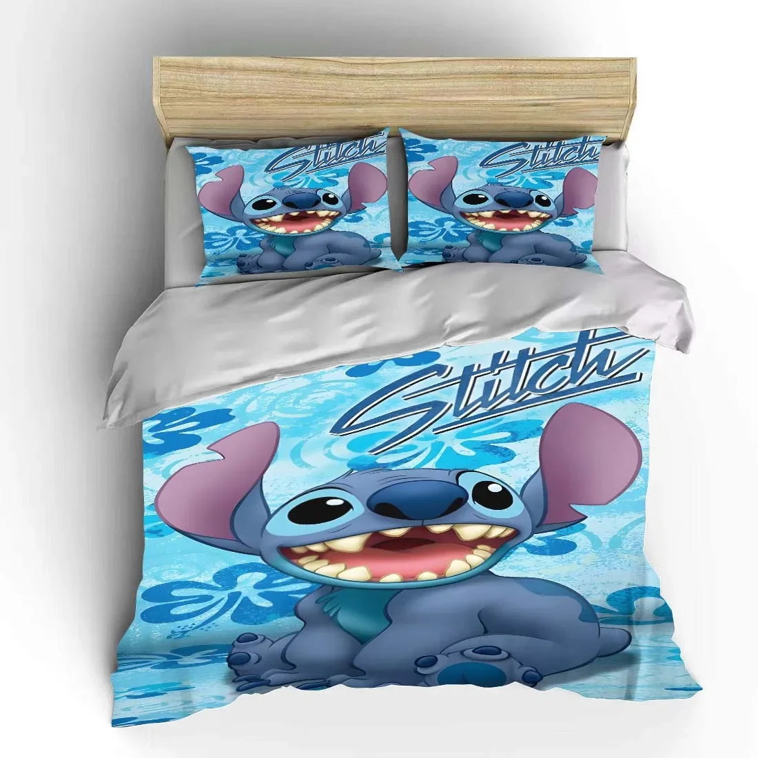 Stitch Baby 3pcs Bedding Set Fluffy Cartoon Comforter Cover Soft Kids US Twin King Queen Size Bedding Set Baby Bedclothes Gift