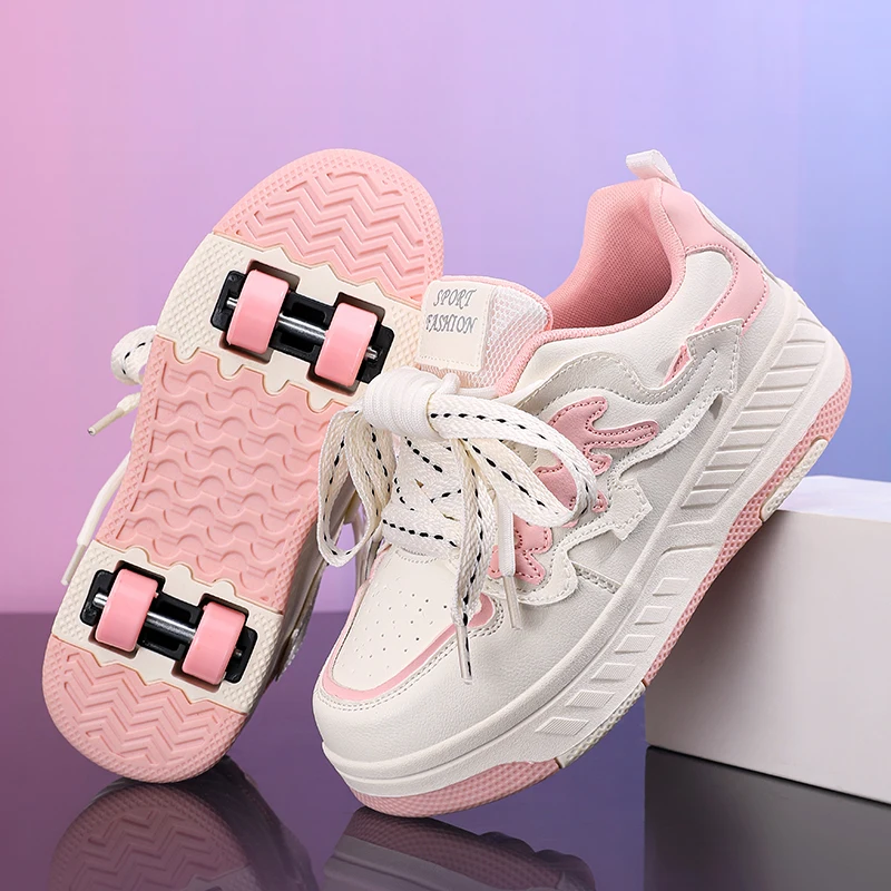 new-kids'-four-wheel-roller-shoes-boys-and-girls-detachable-wheels-trendy-versatile-cute-casual-shoes