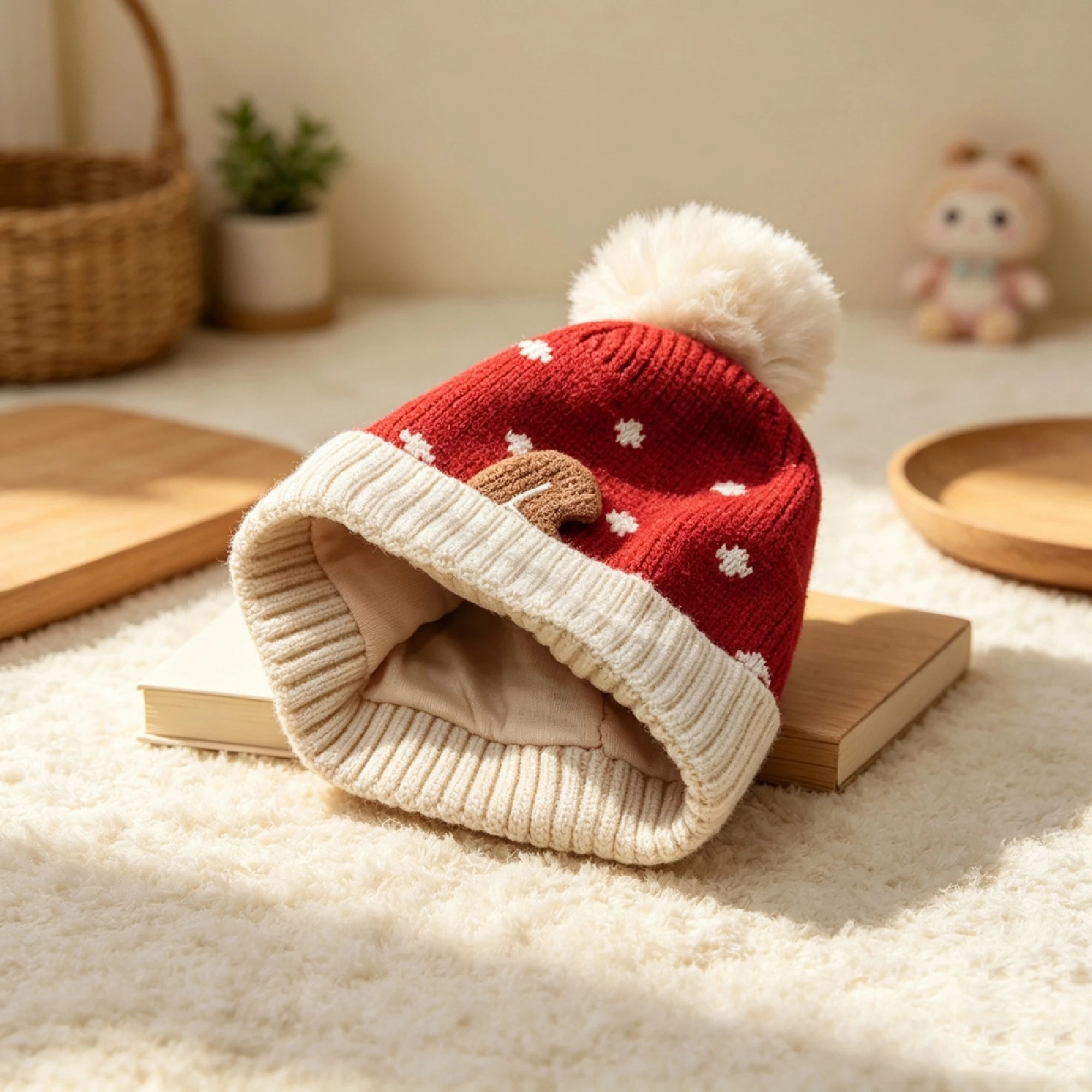 Kids' Reindeer & Snowflake Knit Hat — product detail 1