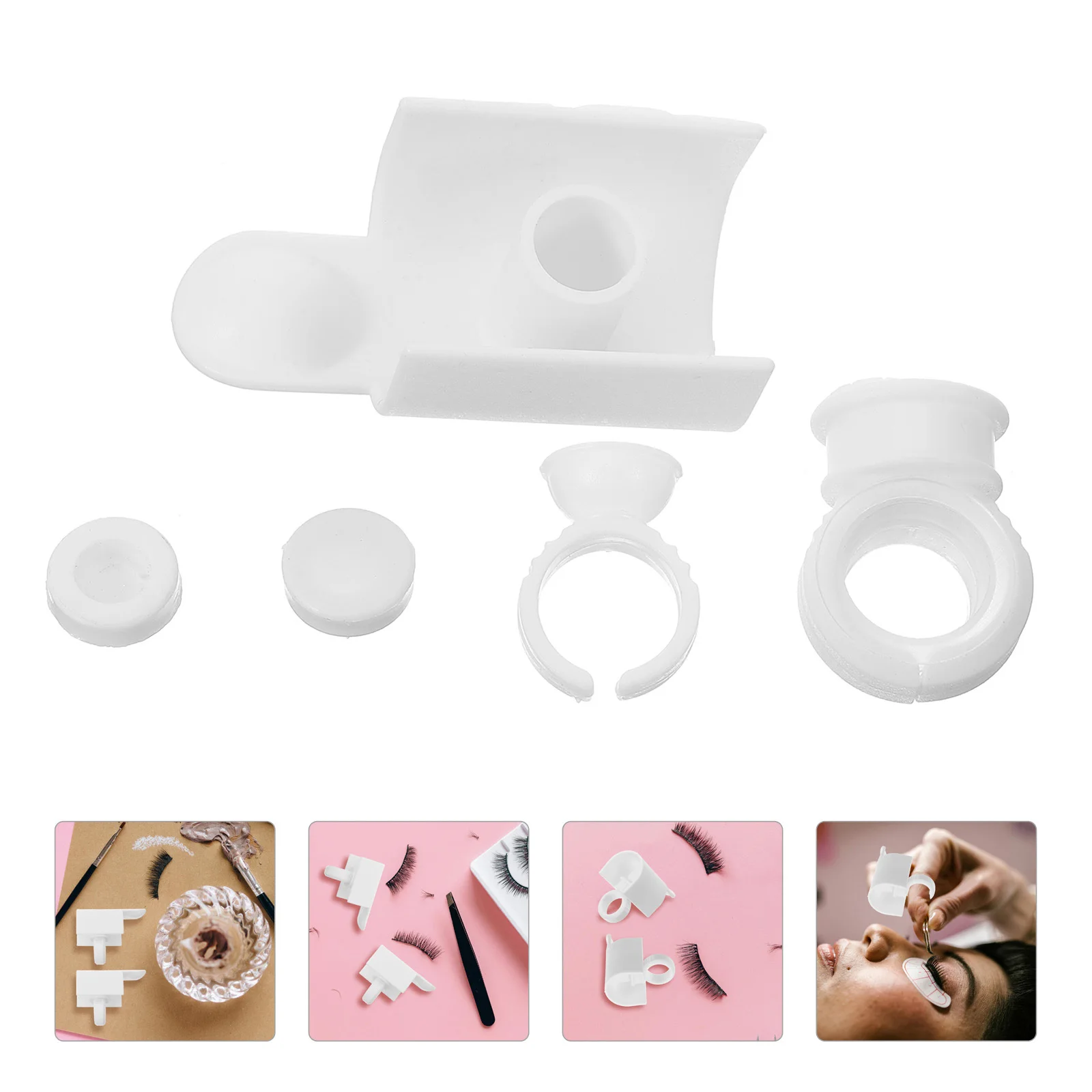 

5Sets Eyelash Separator U-Shaped Finger Rest for Eyelash Extension Grafting Tool with Groove False Lash Holder Beauty Salon