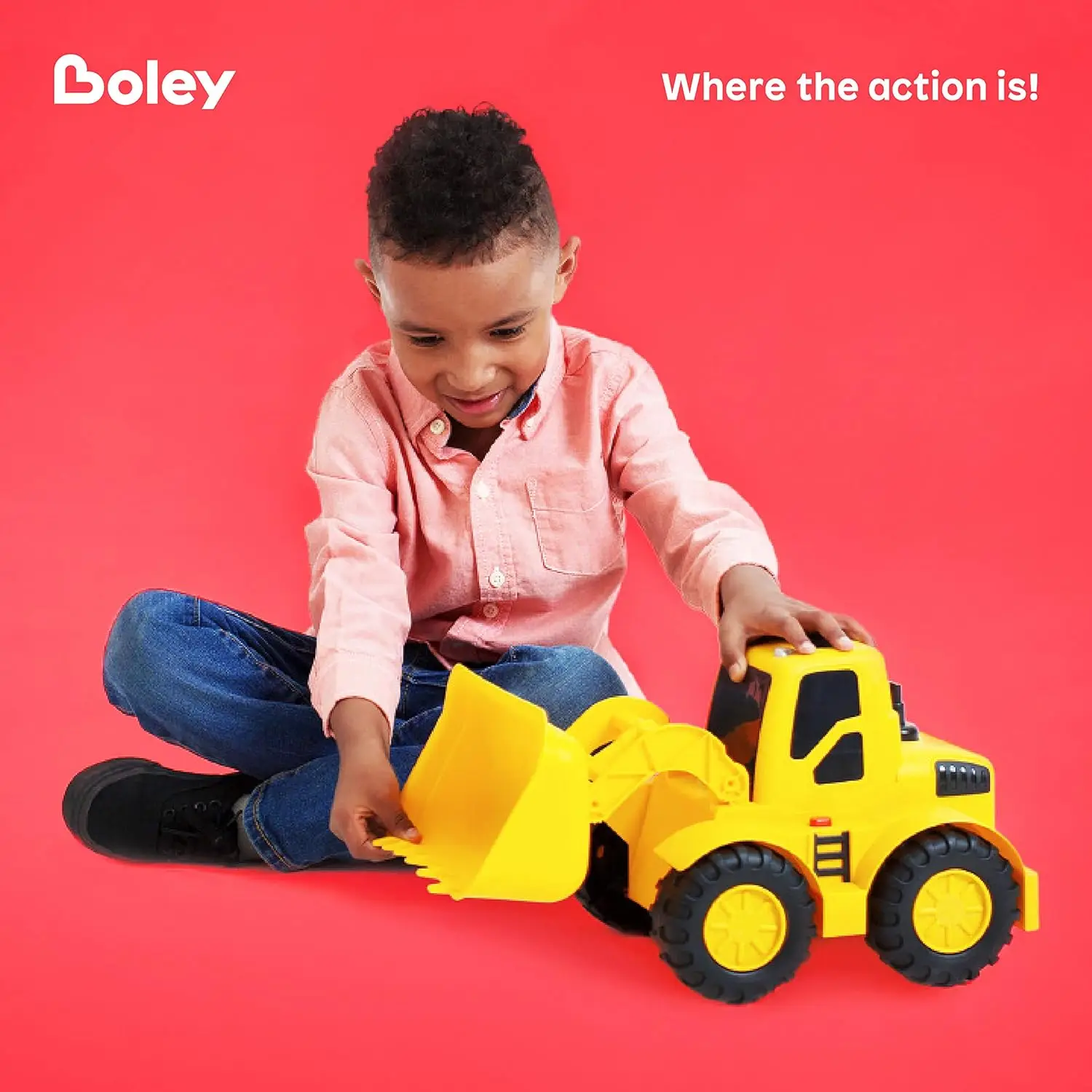 ビルダー-大きな黄色のフロントローダー、建設車両、光と音のあるダンプトラック、子供の建設玩具、2パック