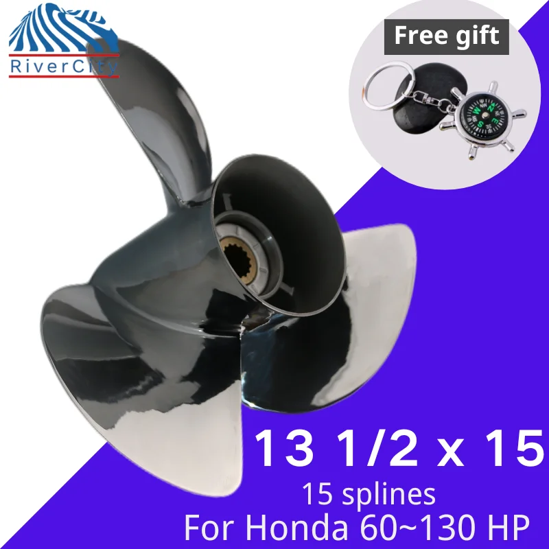 

For Honda 60hp 75hp 90hp 115hpOutboard Propeller 13 1/2x15 Boat Motor Stainless Steel Screw Ship Marine Engine 3 Blade 15 Spline