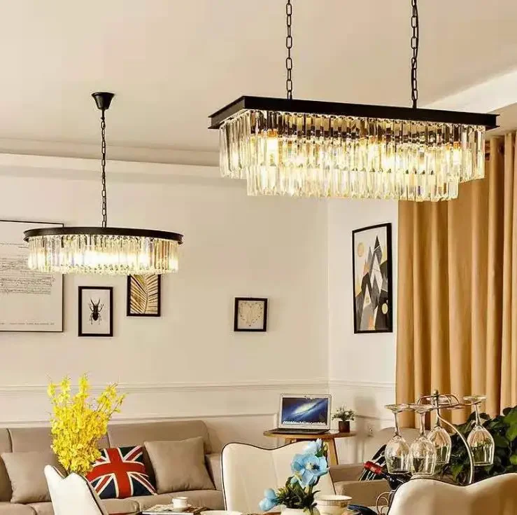

LL American Style Crystal restaurant chandelier European style long bar decorative lamp creative villa hotel hall Chandelier