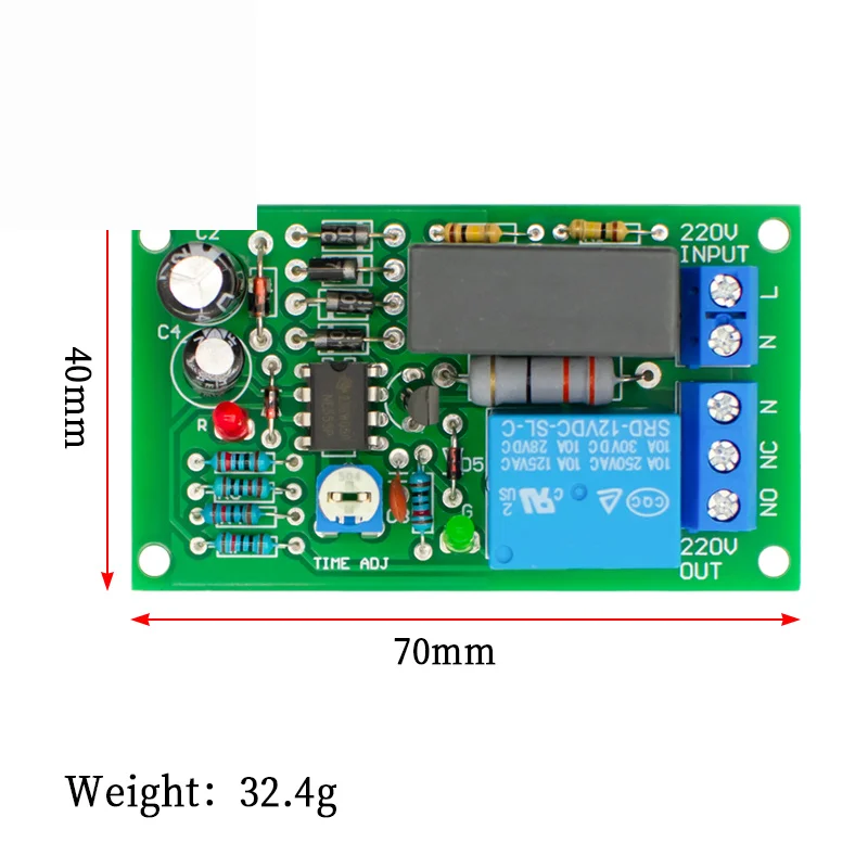 Interruptor  retardo  disparo AC 220V, módulo  relé  temporizador  encendido y apagado, caja  relés ajustables PLC, kit  accesor
