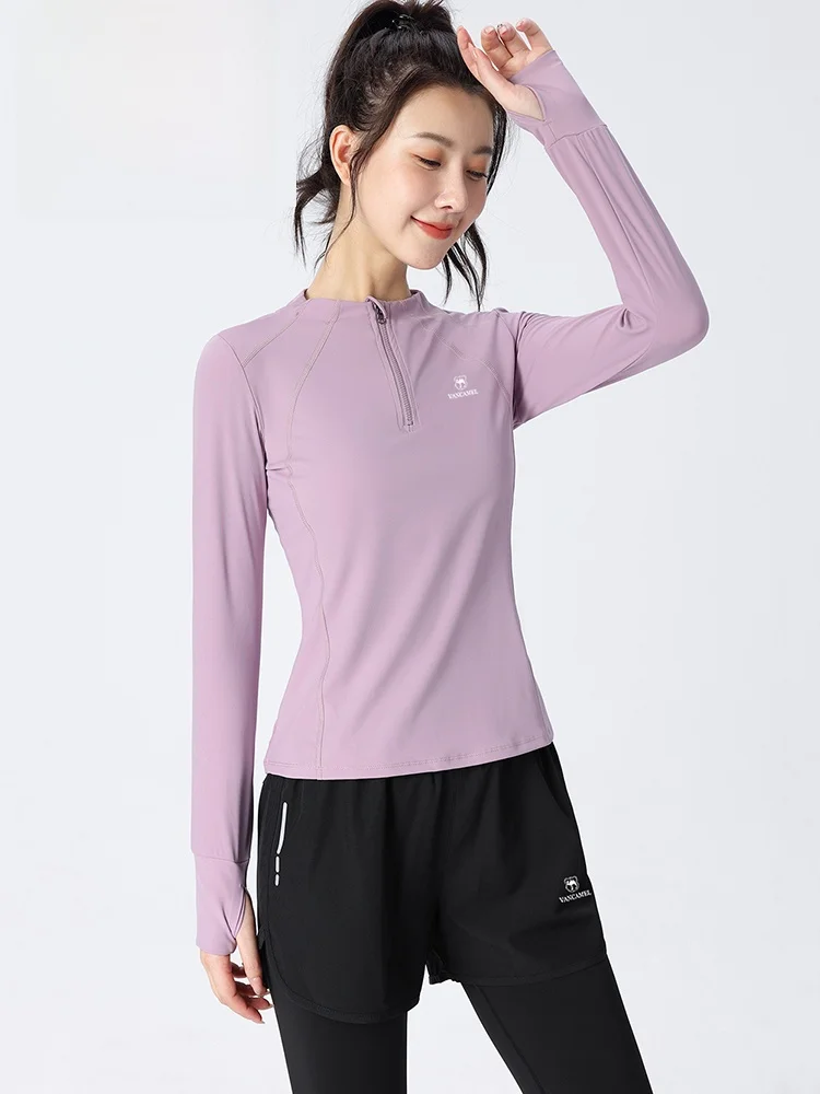 

VANCAMEL Women's Fitn Yoga Sportswear Long Sve Set Spring Autumn High Quali Camel Brand Ladies Active Wear