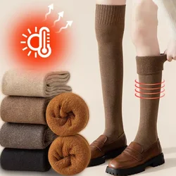 Damen Socken Winter Frottee verdicken Wolle warme lange Socke Harajuku einfarbige Knies trümpfe Mädchen jk lange Overknee Waden socken