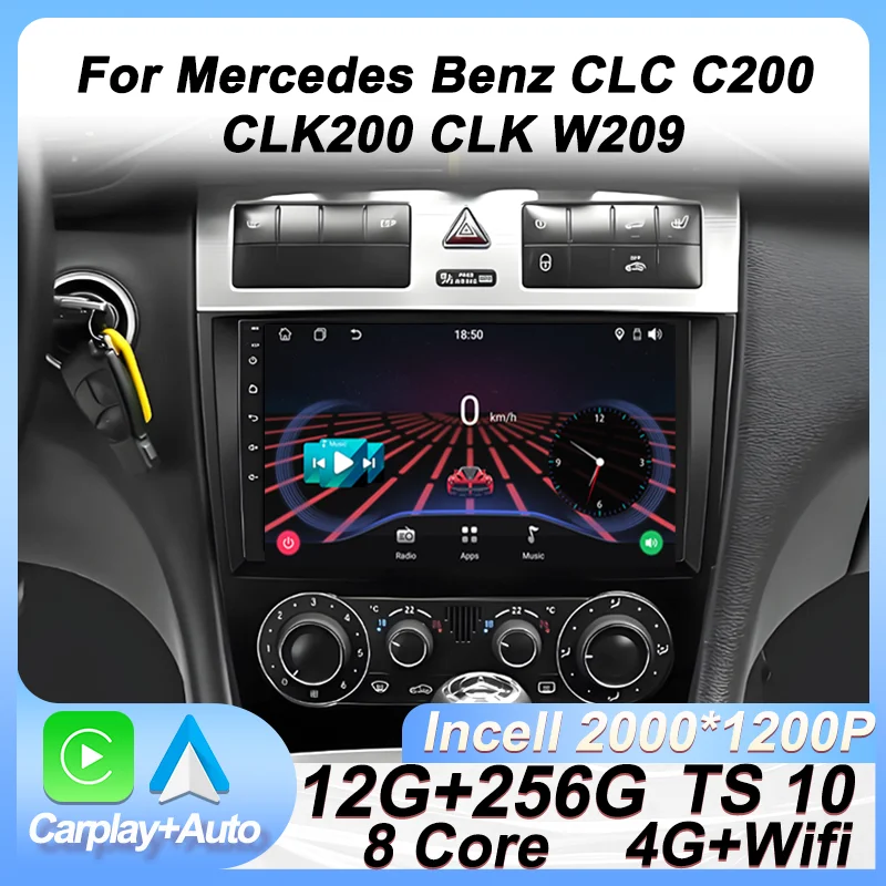 

Car Stereo Android Auto For Mercedes Benz CLC W203 C-Class C180 C200 CLK200 CLK W209 GPS Navigation Carplay Touch Screen DSP
