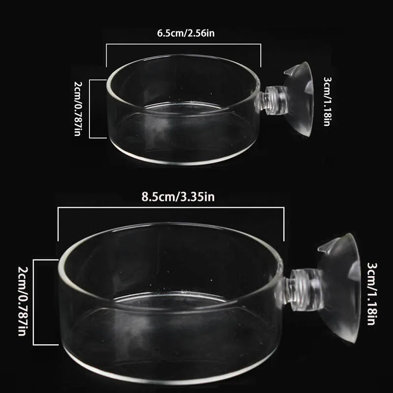 Transparent Acrylic Transparent Fish Feeder With Suction Cup - Round Aquarium Food Dishes for Fish Shrimp Feeding Accessories