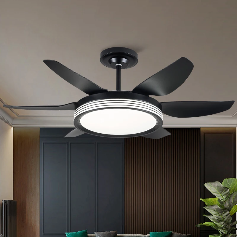 

OUFULA Fan Light Nordic LED Ceiling Fan Light Modern Minimalist Restaurant, Living Room, Bedroom Commercial Electric Fan