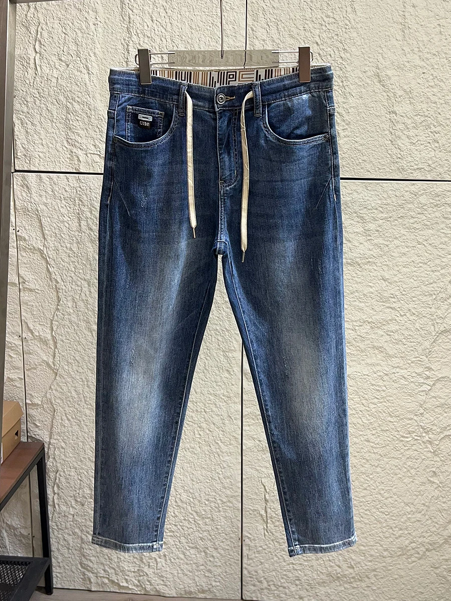 

H Series Men's Comfortable Cotton Stretch Denim Jeans Spring Summer Casual mid Waist Zipper Fly Breathable Fashionable Tapere...