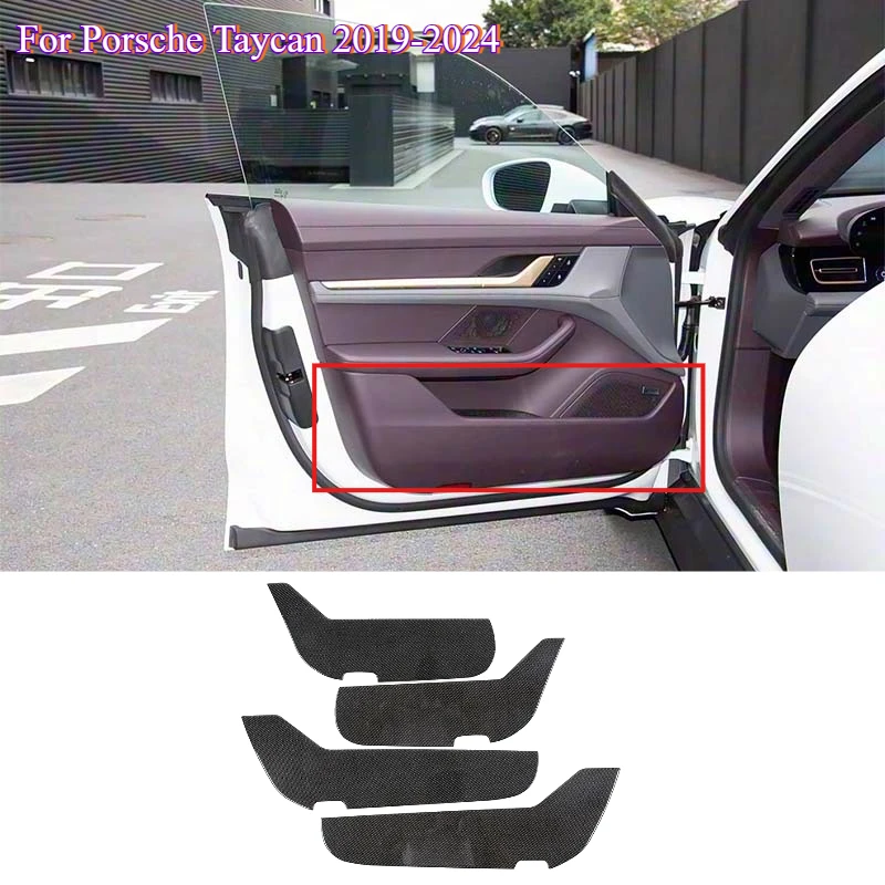

For Porsche Taycan 2019-2024 Soft Carbon Fiber Car Door Anti-kick Panel Cover Trim Sticker Interior Car Accessories 4pcs