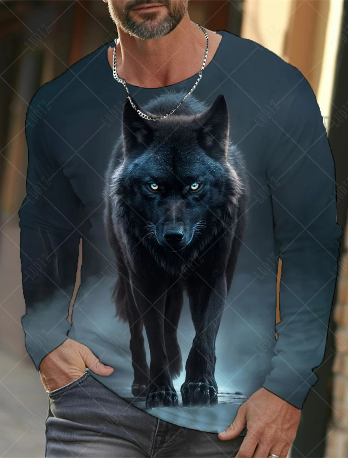 Popular Animal Wolf Series T-shirt 3D Printed Men  Streetwear Top Clothing Casual Long Sleeve O-Neck  Tees