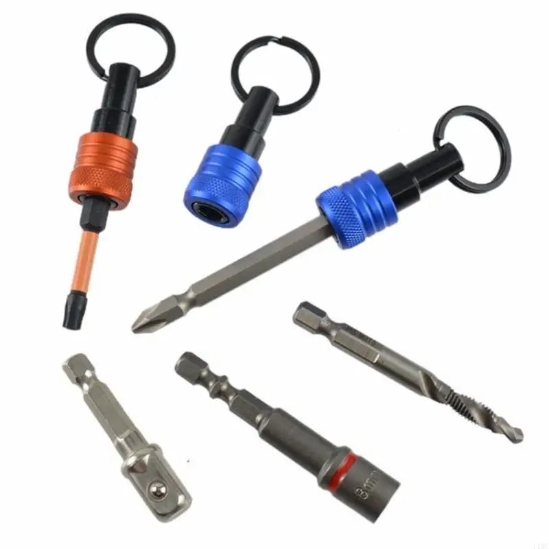 

6Pcs 1/4inch Shank Aluminum Screwdriver Bit Holder Quick Changing Extension Rod Keychains Drill Screw Adapter
