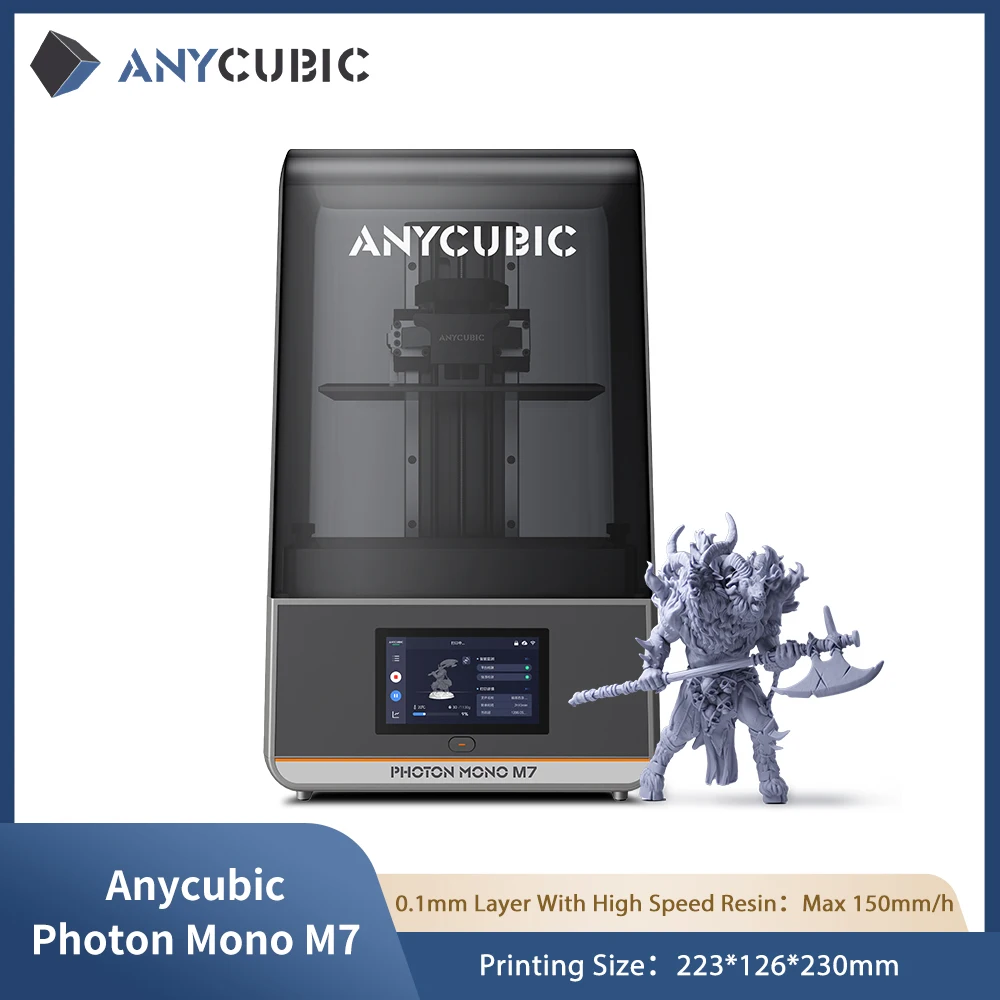 

3D Printer ANYCUBIC Photon Mono M7 14K Speed Up to 150mm/h Printing Mono MSLA 10'' LCD Resin 3D Printer Size 223*126*230m