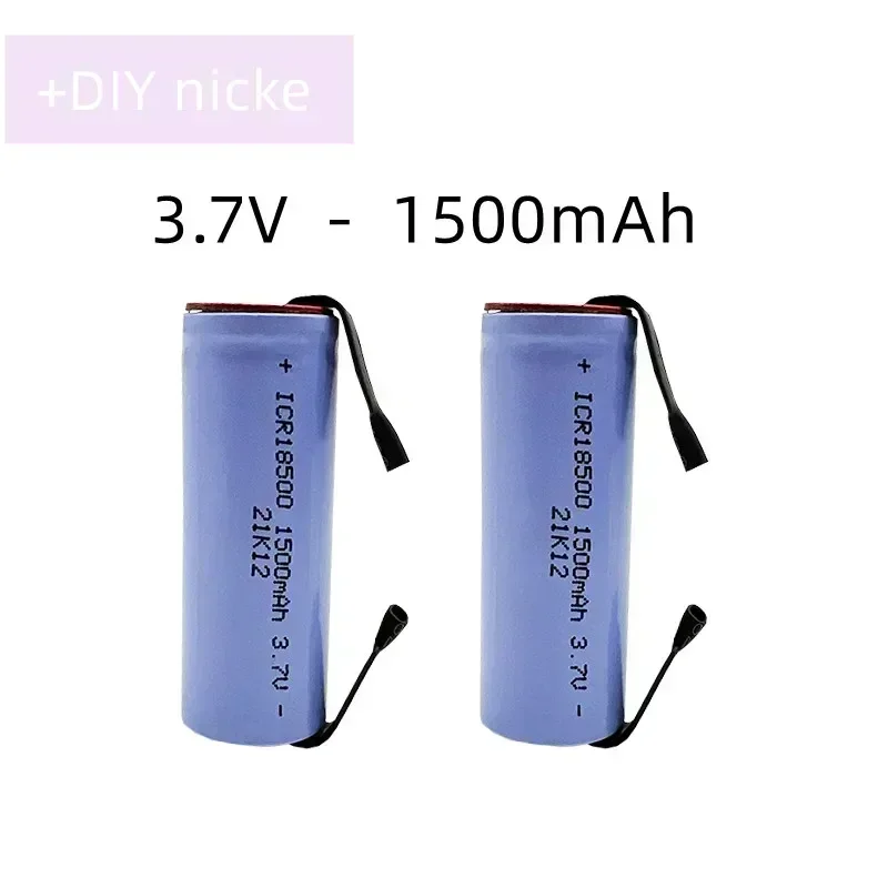 Batterie Li-Ion Rechargeable 18500, 3.7V 1500mAh, légère et de grande capacité, + feuille de Nickel à faire soi-même