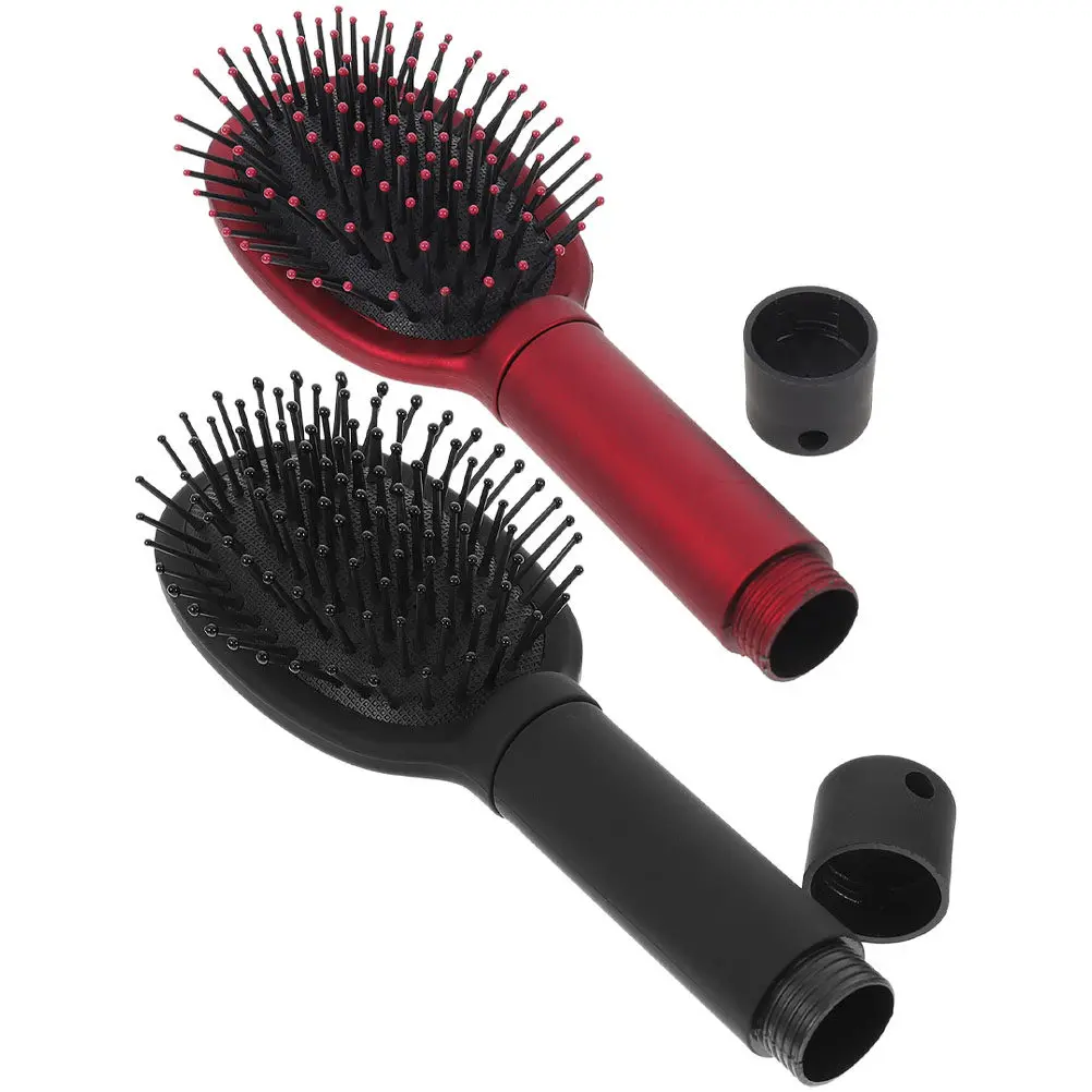 2Pcs Hair Brush Comb Storage Container Multi-Purpose Plastic Compact Secret Holder Travel Portable Detangling Brush Safe Hidden