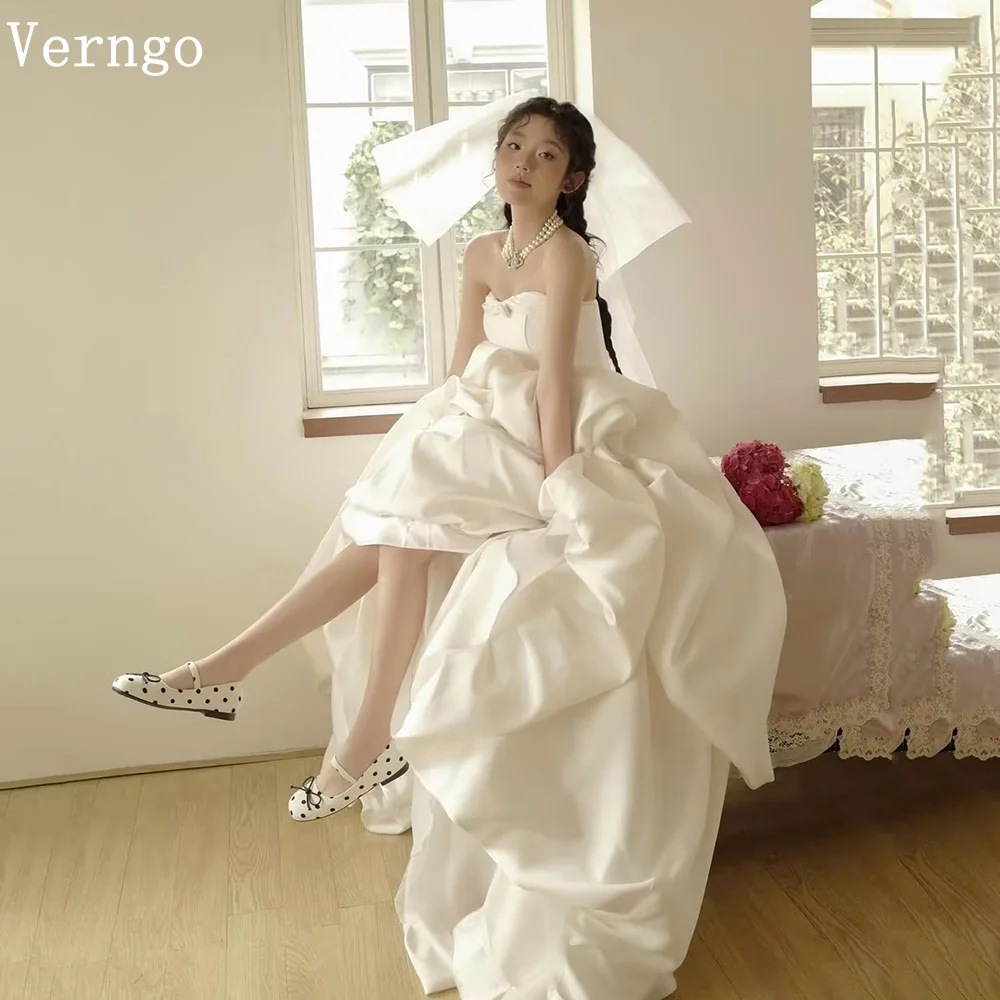 

Свадебное платье Verngo Simple Satin без бретелек, плиссированное, с шлейфом, для невесты, на заказ