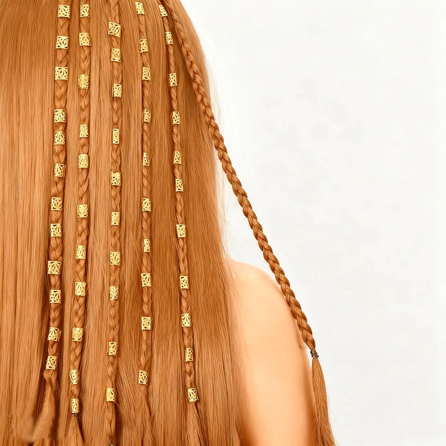 

60pcs DIY Wig Dreadlock Accessories - Iron Ring Hollow-Out Hair Extension Rings & Exquisite Small Hairstyling Clips