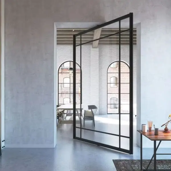 

Indoor Multi Angle Rotating Pivot Door Large Sized Manual Revolving Doors Modern Aluminum Frame Double Layer Glass Front Doors