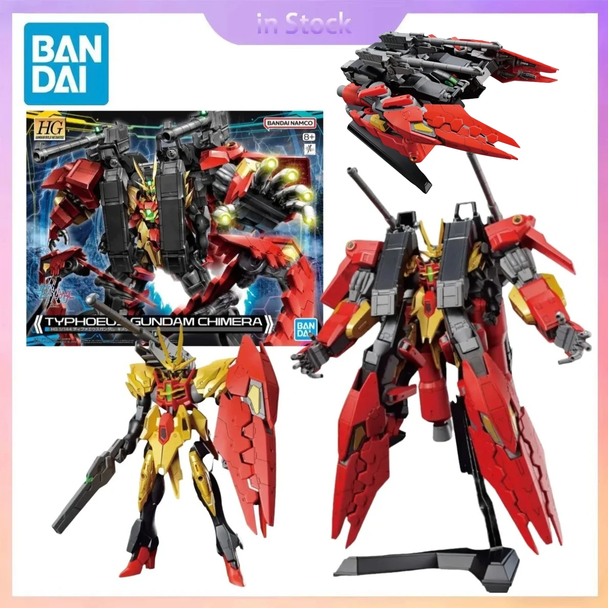 

In Stock Original Bandai Genuine HG 1/144 Typhoeus Gundam Chimera Anime Collection Action Figure Model Kits Gift for Boy girl