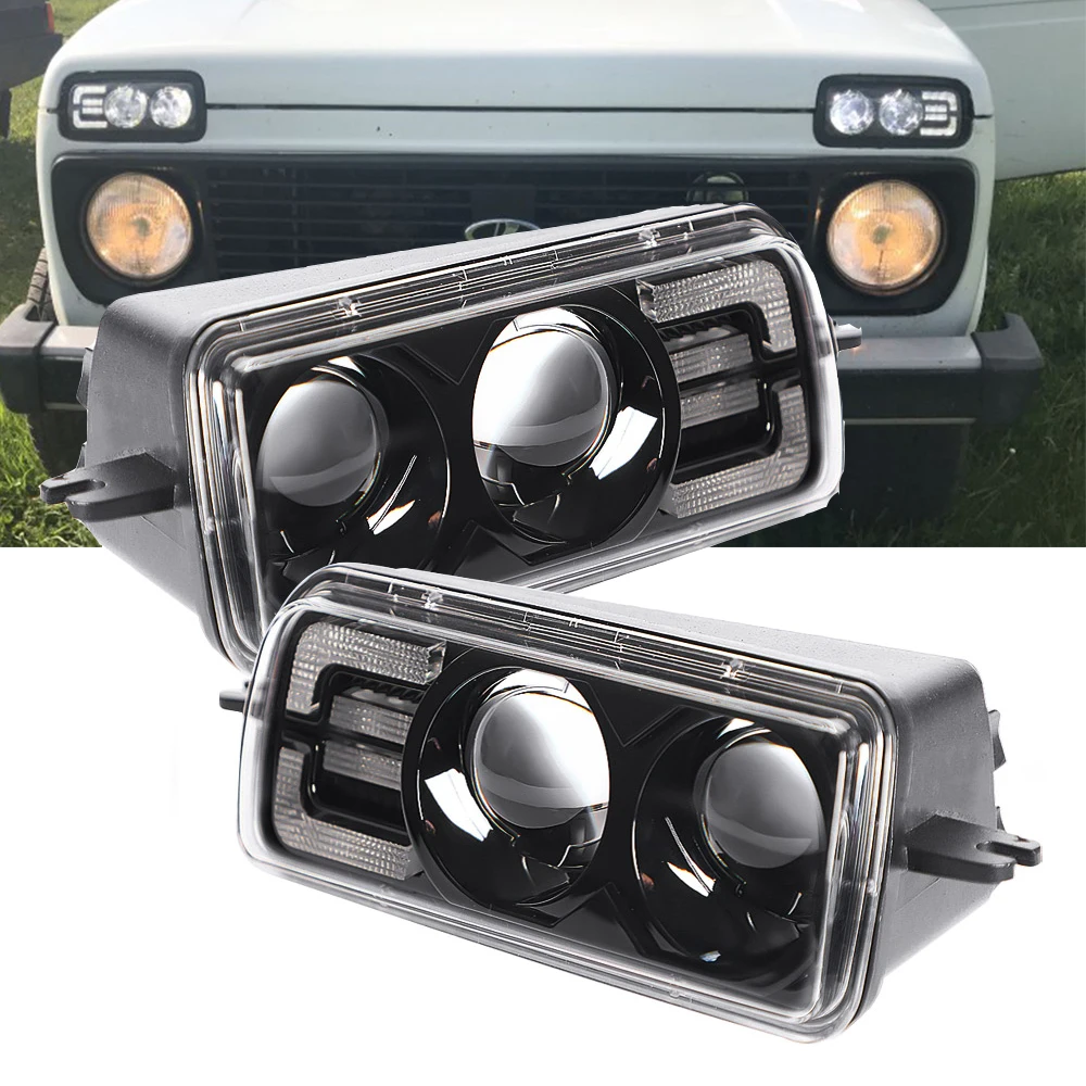 For VAZ 2110-2114 Front Fog Light,Daytime Running Light With Turn Signal for Lada Niva Urban 4x4 Aluminum LED Drving Car Lights