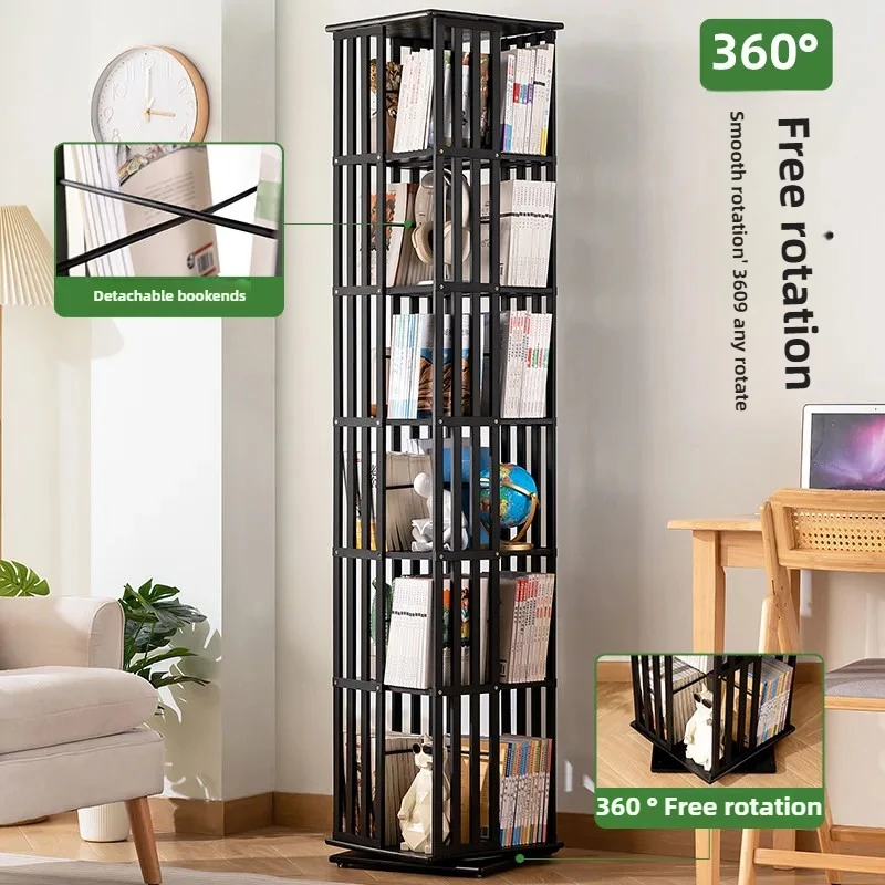 Bamboom Opbergplank Boekenkast Woonkamer Draaibaar Prentenboeken Organisator Vloerstaand Displayrek