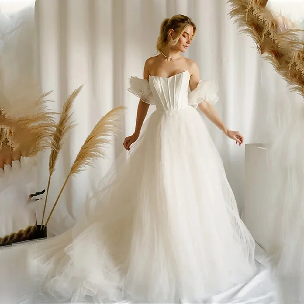 

Elegant Off The Shoulder Sweetheat A Line Wedding Dresses Custom Made Bridal Grown Vestido De Noival