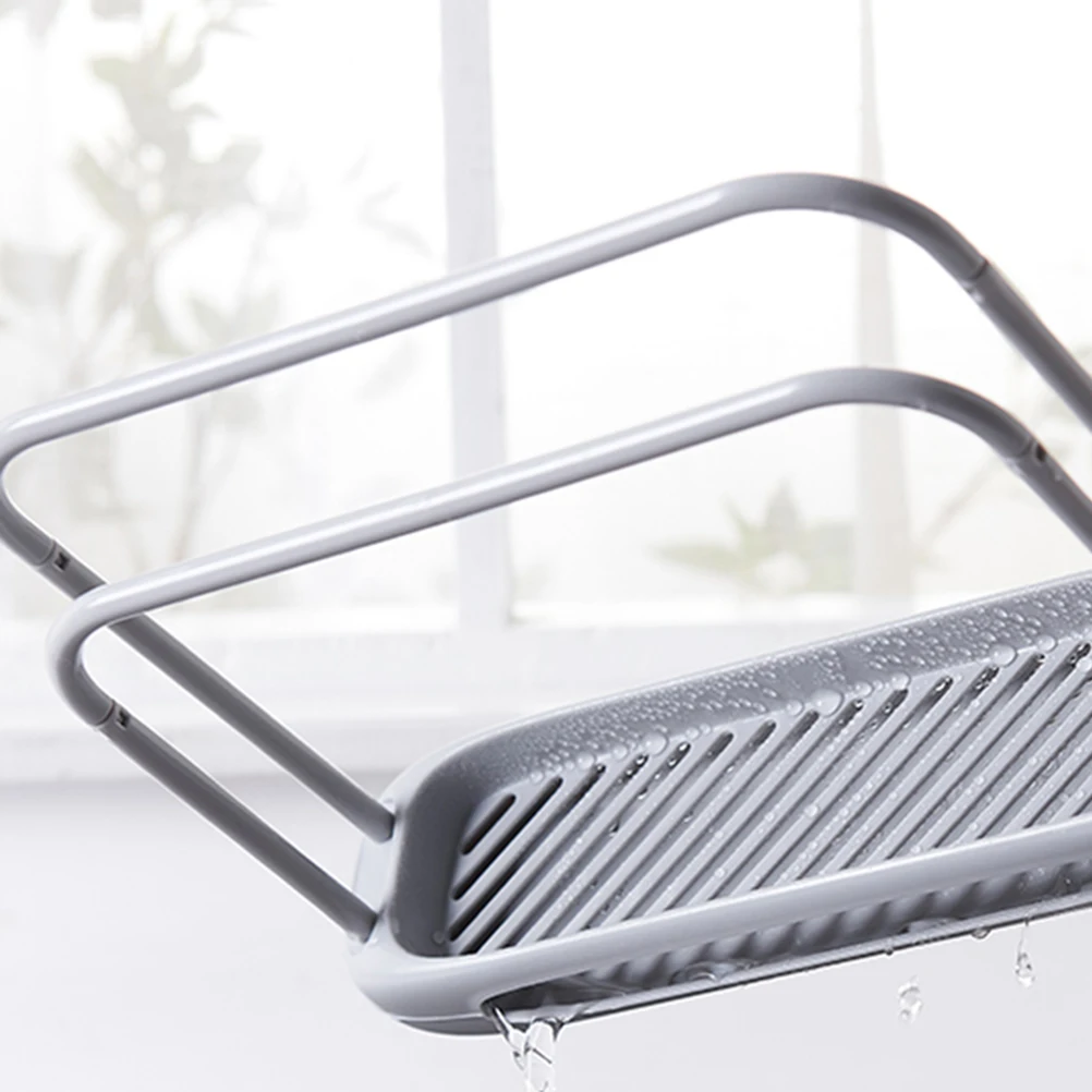 

1pc Diatom Ooze Double Layer Sponge Holder Kitchen Sink Storage Rack Plastic Towel Organizer Bathroom Soap Brush Keeper Grey