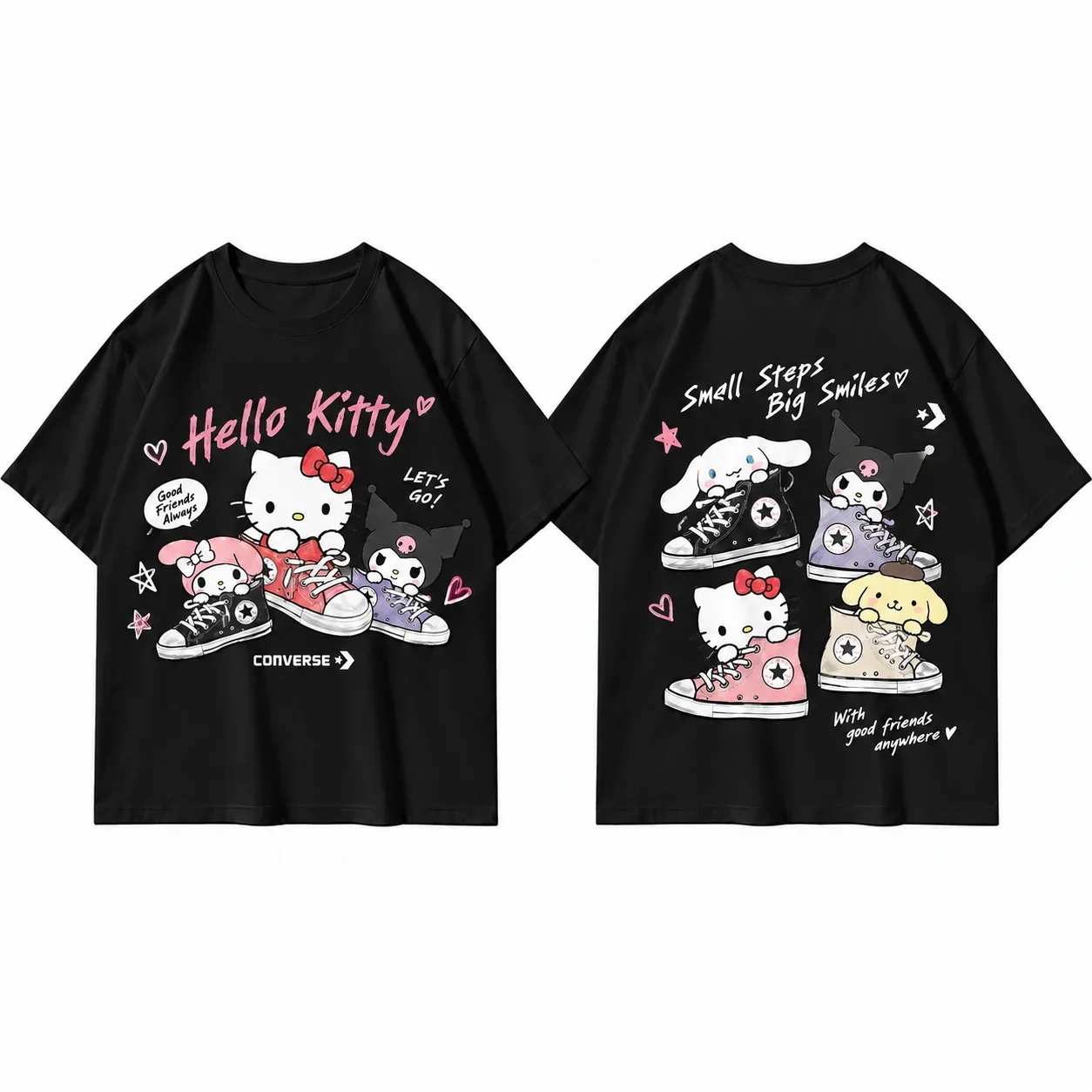 Unisex Men's Women's Sanrio Hello Kitty Pompompurin Cinnamoroll Graphic Print T Shirt White Kawaii Streetwear Short Sleeve Top