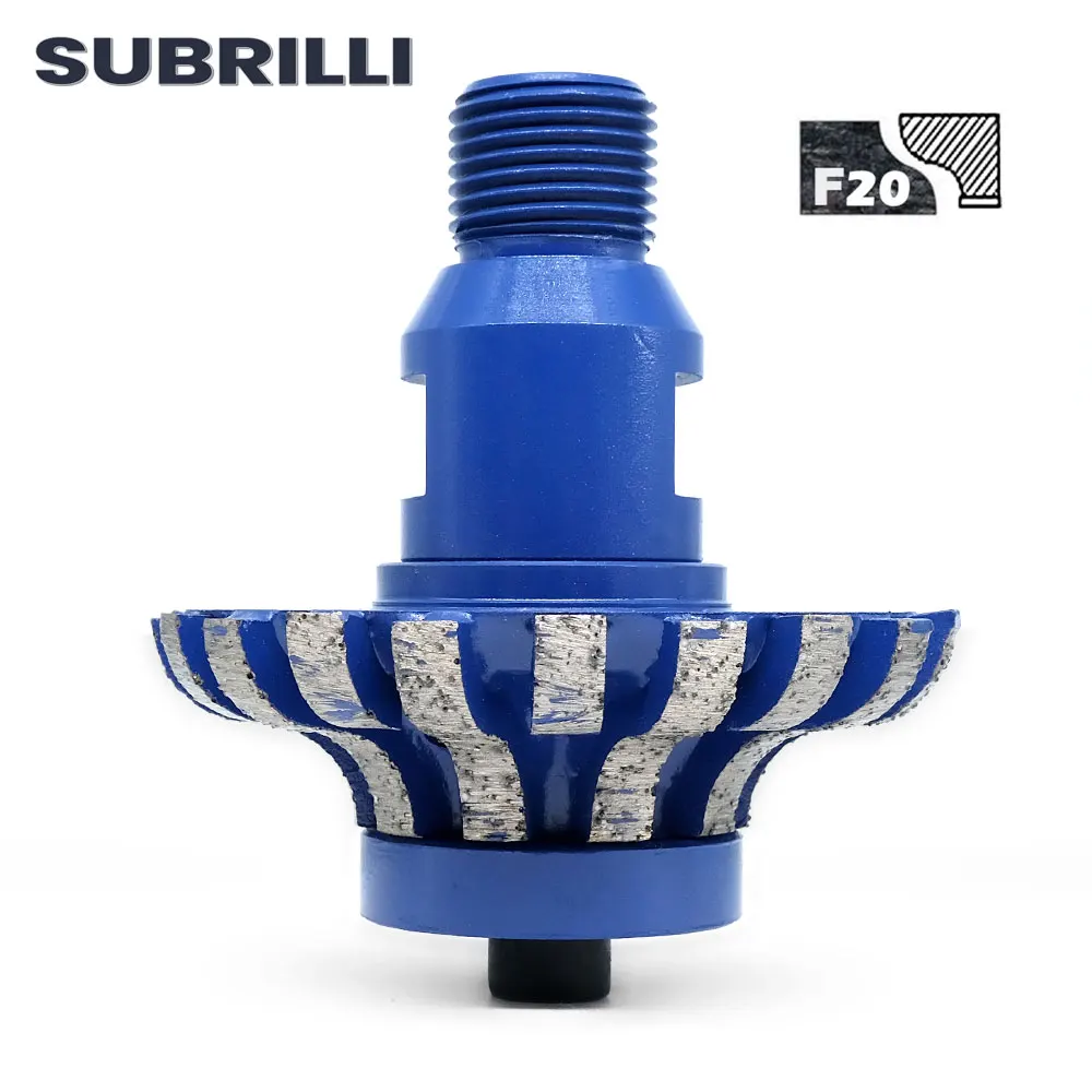 SUBRILLI Diamond Router Bit F20 Profiling Wheel With 1/2Gas Arbor Water Holes For Countertop Edge Grinding Granite Marble Stone