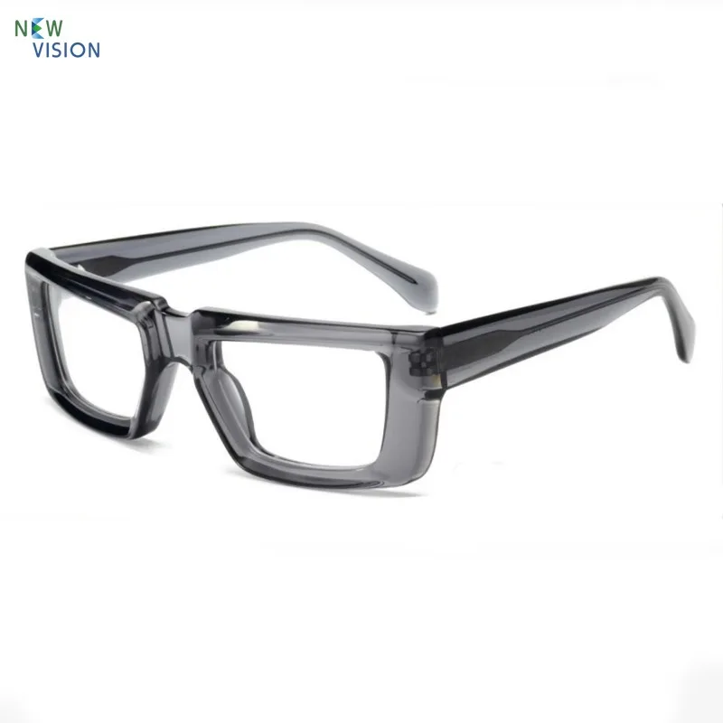 

Fashion Large Frame Square Men Women Glasses Frame High-end Acetate Flat Lens New Personalized Retro Myopia Prescription Eyewear