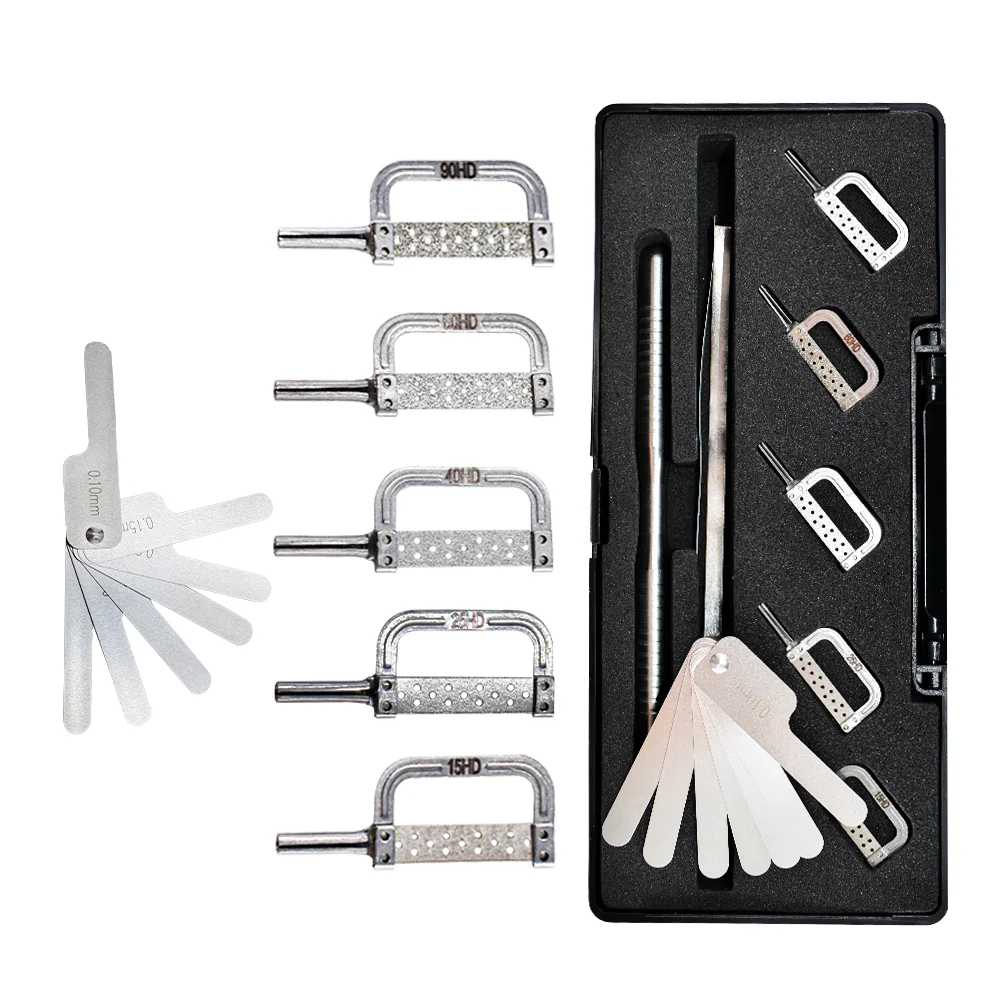 Tira automática de reducción de esmalte interproximal para ortodoncia dental, de 15 a 90 HD, mango para reducción de esmalte interproximal IPR