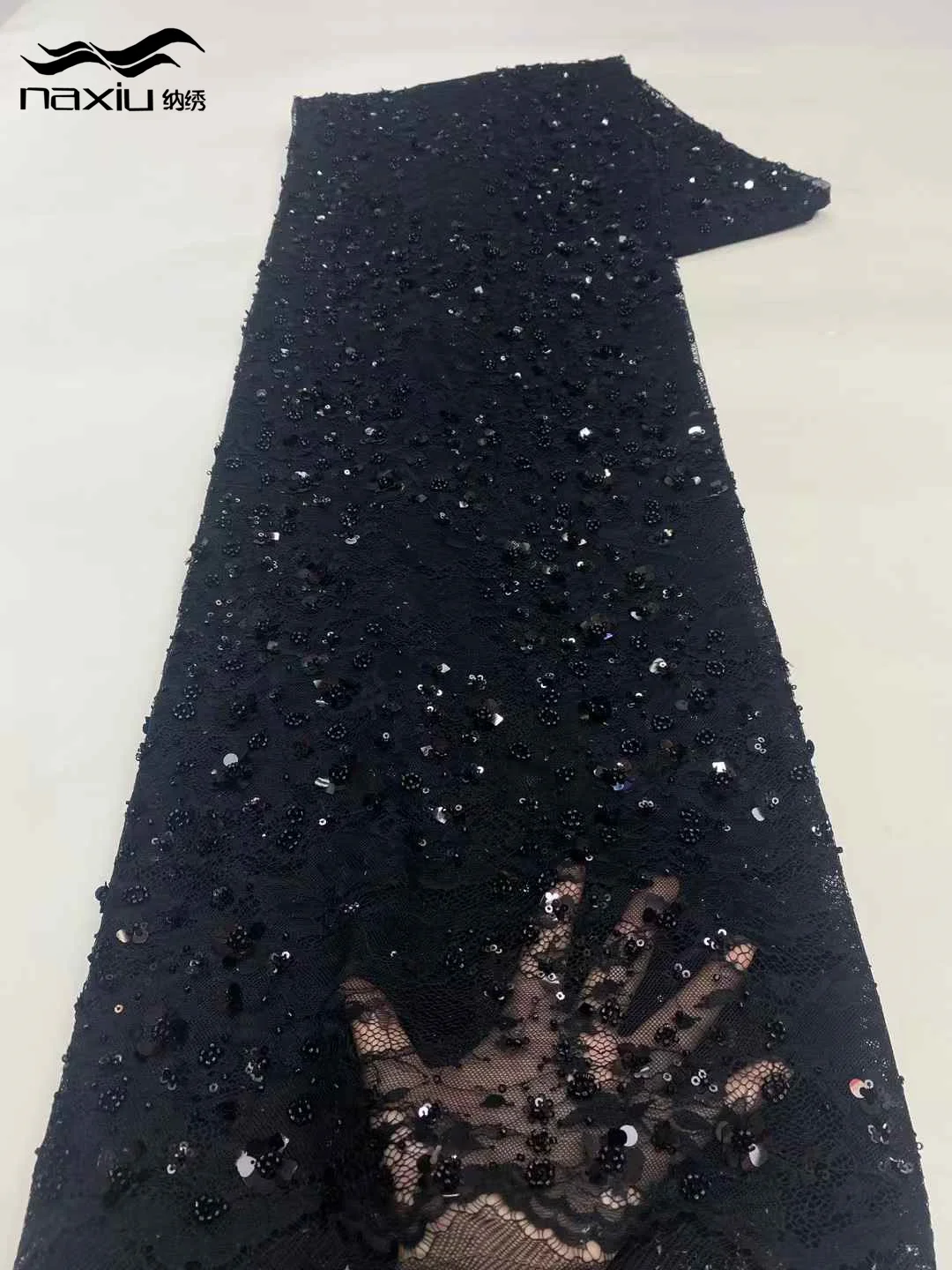

Madison Luxury Sequins Lace Fabric High Quality French 2025 African Net Beaded Lace Fabric Nigerian Embroidery Fabric For Dress