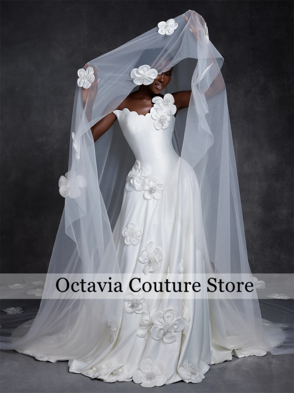 Customized Exquisite Flower Wedding Gown Charming A-line Wedding dress Sleeveless High-low Bridal Dresses Vestidos De Noiva