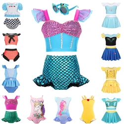 Two-Piece Kids Swimwear for Girls Korean Princess Styles Toddler Swimsuit Mermaid Ariel Swimwear Summer Kids Beach Clothes